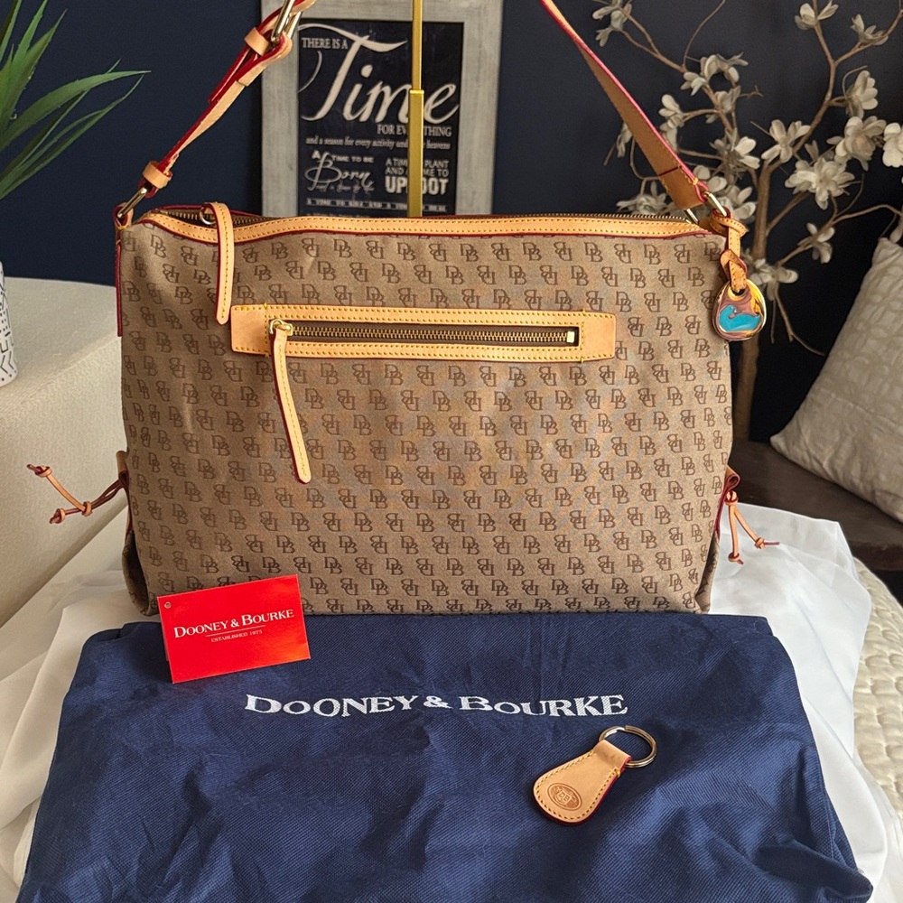 Dooney & Bourke Brown Satchel with Pouch, Key Chain and DustBag - Picture 16 of 16